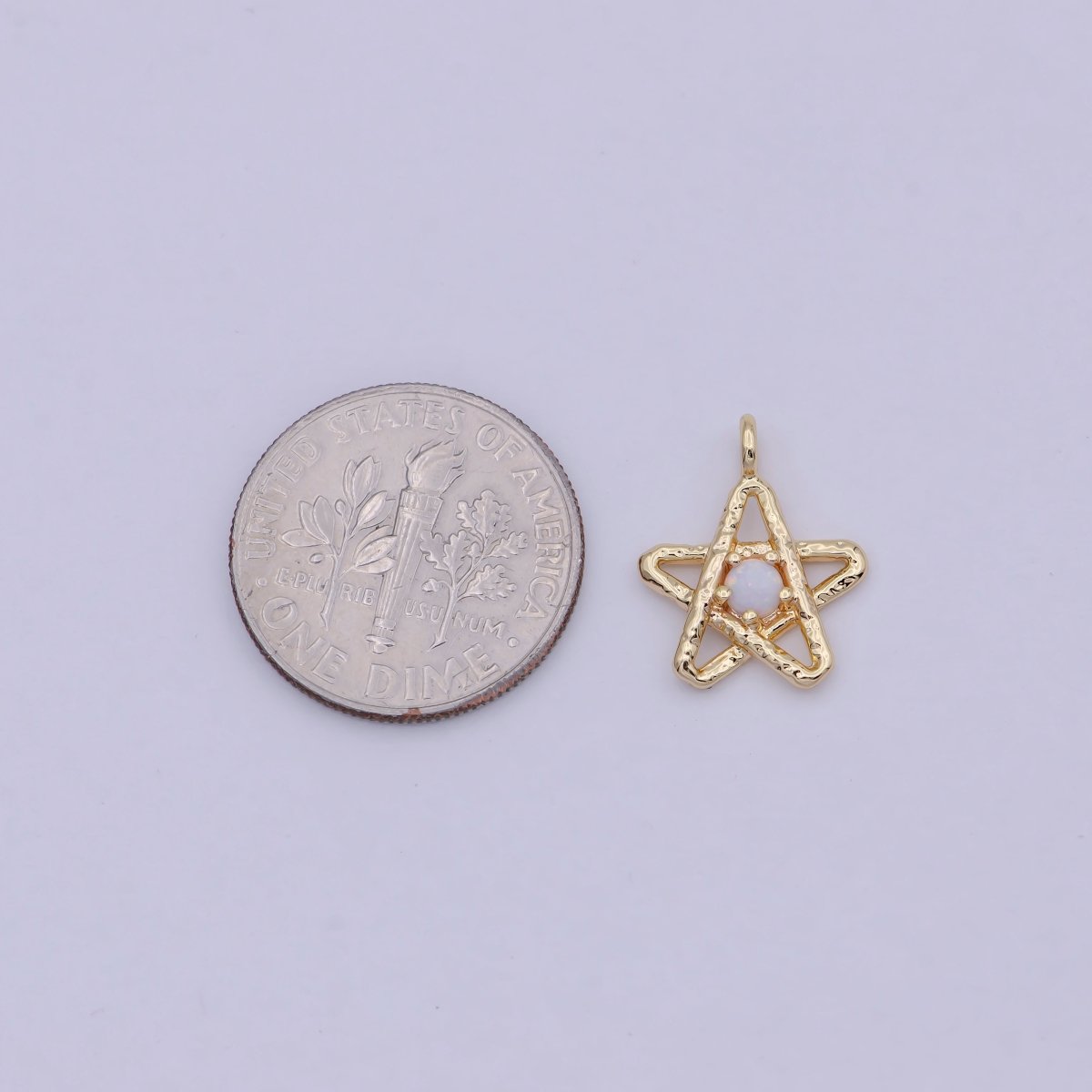 Mini Star Charm with Opal Stone 18K Gold Filled Coin Pendant for Celestial Minimalist Jewelry N-908 - DLUXCA