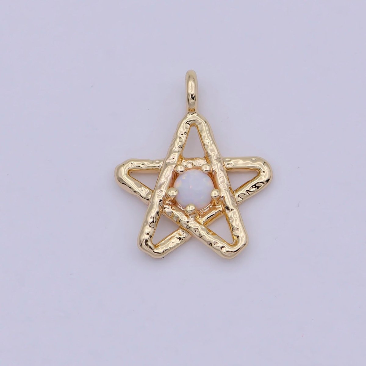 Mini Star Charm with Opal Stone 18K Gold Filled Coin Pendant for Celestial Minimalist Jewelry N-908 - DLUXCA