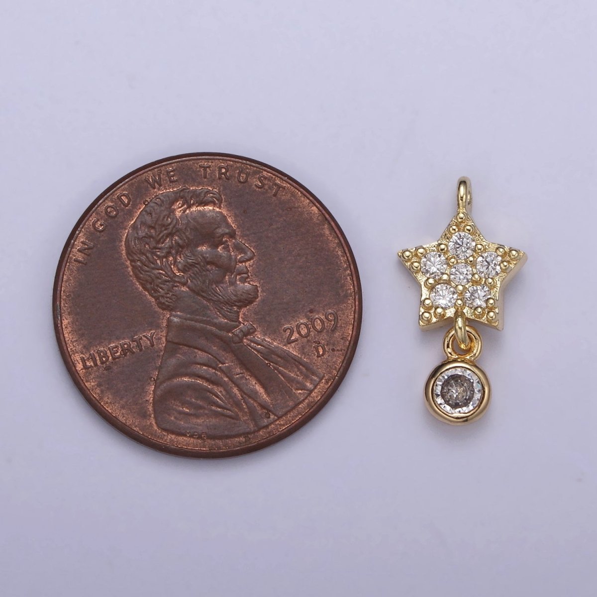 Mini Star Charms, Micro Pave Celestial Pendant Jewelry 14K Gold Filled Dangle Charm Add on Pendant N-417 - DLUXCA