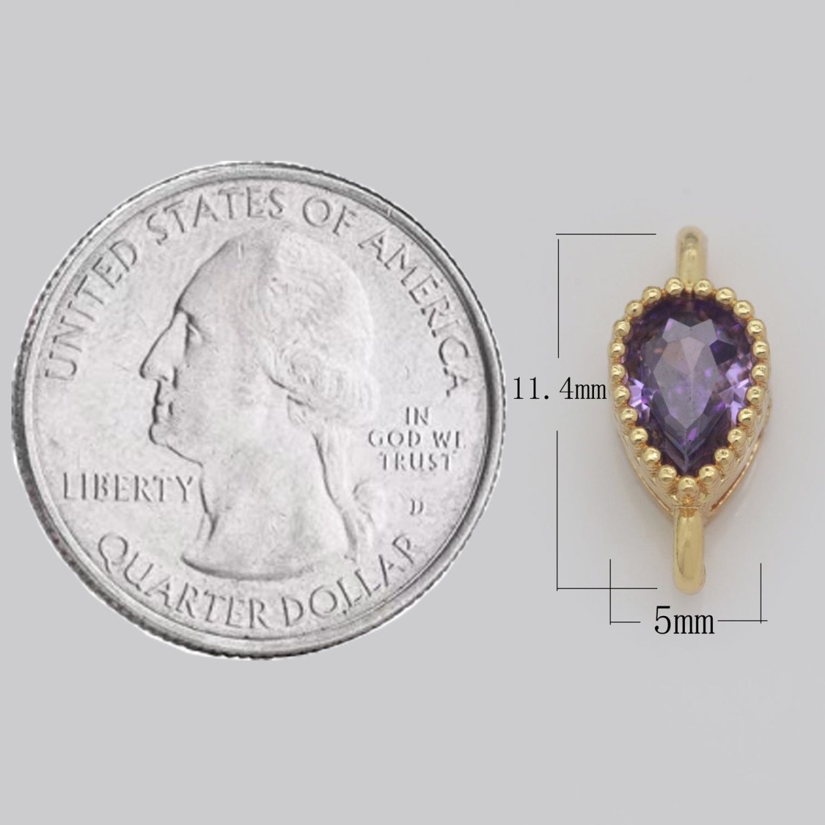 Mini Tear Drop Charm Connector Cubic Geometric Cz Colorful Link Connector for Necklace Bracelet Earring Supply N-041 - N-048 - DLUXCA