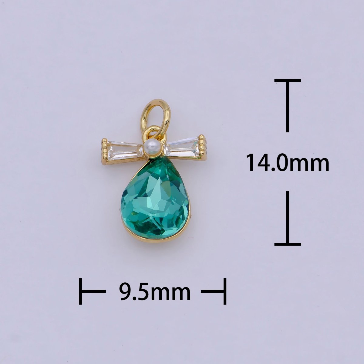 Mini Tear Drop Green CZ Stone for Add on Charm Necklace Earring Bracelet Component N-914 - DLUXCA