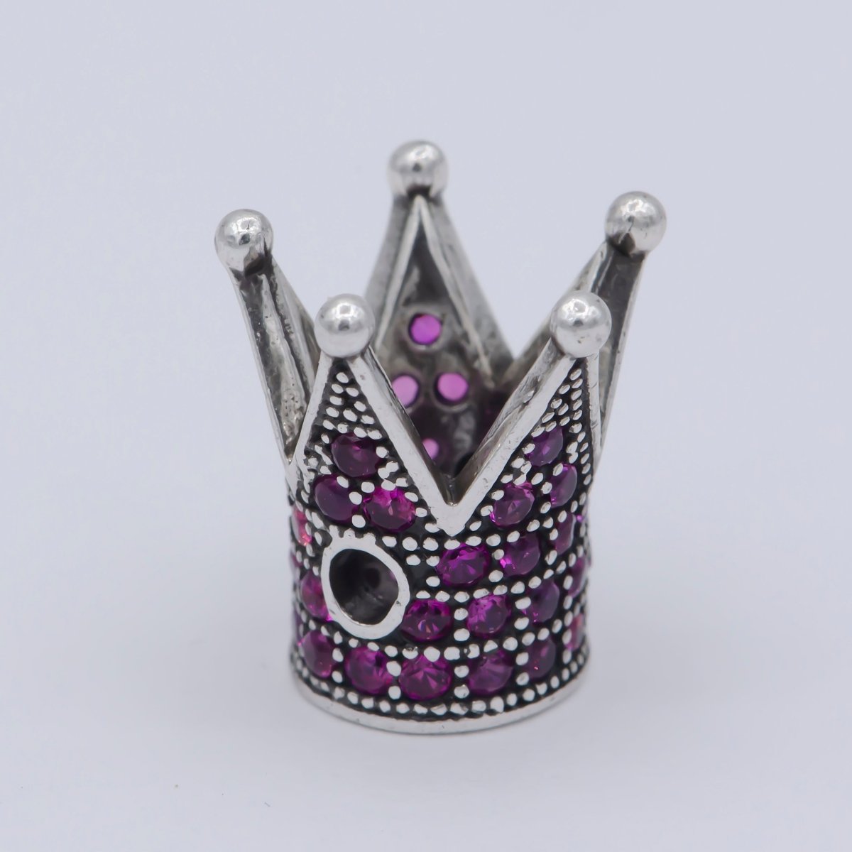 Mini Tiny Emperor Crown Beads CZ Pink Crystal Small Simple King Queen Crown Model Jewelry Making Beads B-577, B-578 - DLUXCA