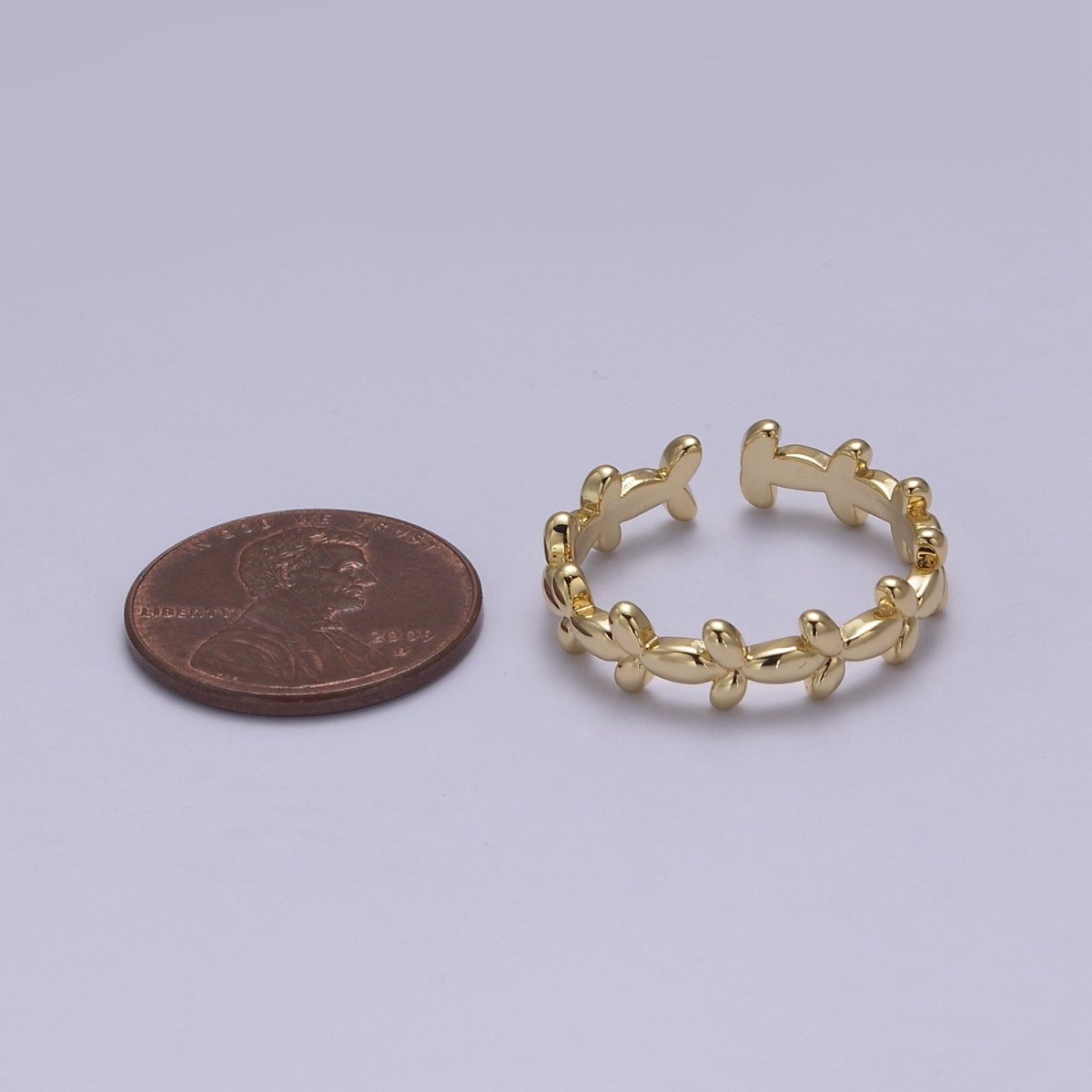 Minimalist 24K Gold Filled Geometric Abstract Bubble Adjustable Ring S-362 - DLUXCA