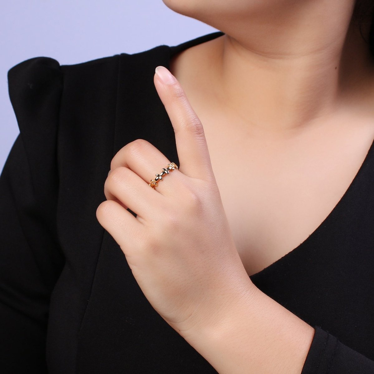 Minimalist 24K Gold Filled Geometric Abstract Bubble Adjustable Ring S-362 - DLUXCA