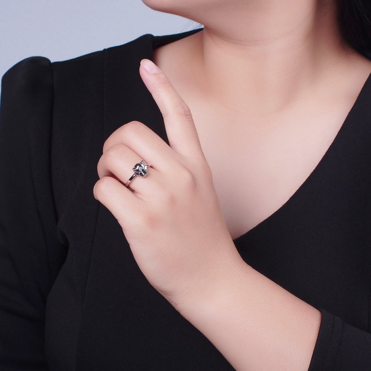 Minimalist 24K Gold Filled Jungle Panther Ring in Gold & Silver O-796 O-797 - DLUXCA