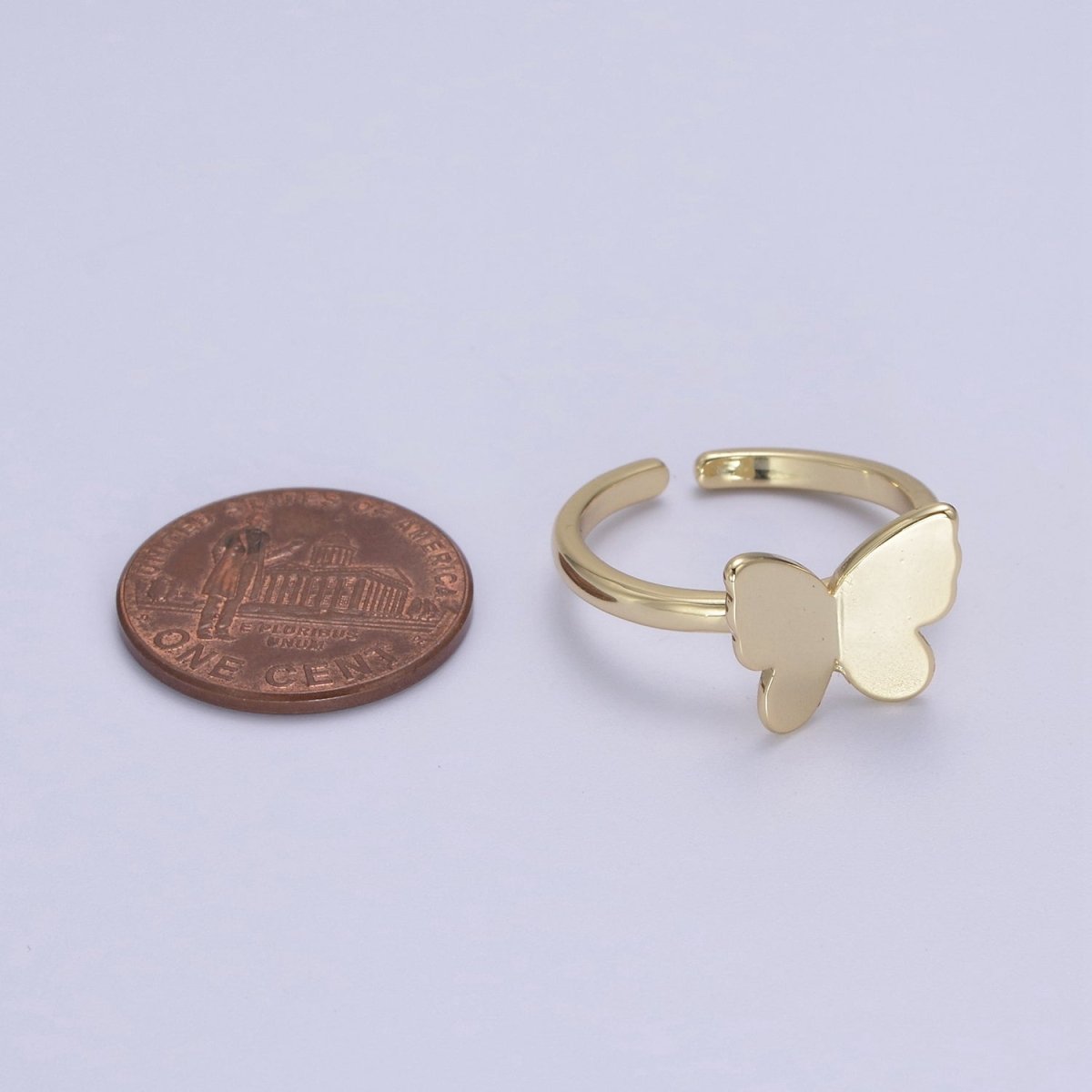 Minimalist 24K Gold Filled Mariposa Butterfly Open Adjustable Ring in Gold & Silver U-446 U-447 - DLUXCA