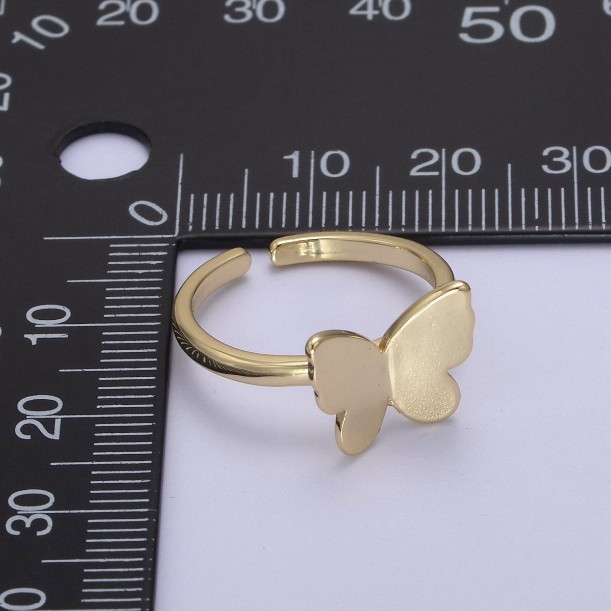 Minimalist 24K Gold Filled Mariposa Butterfly Open Adjustable Ring in Gold & Silver U-446 U-447 - DLUXCA