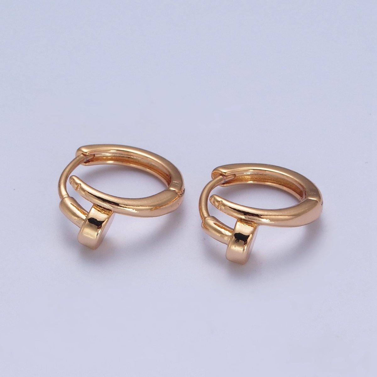 Minimalist 24K Gold Filled Needle Earring Huggie Hoop Earrings P-403 - DLUXCA