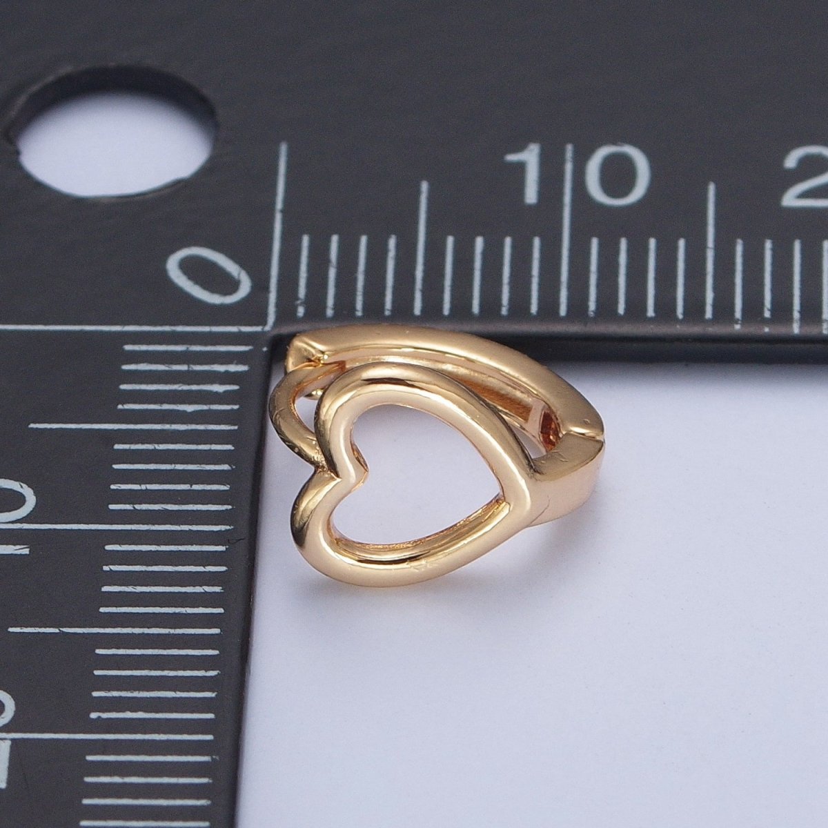 Minimalist 24K Gold Filled Valentine Love Heart Huggie Hoops Earrings P-338 - DLUXCA