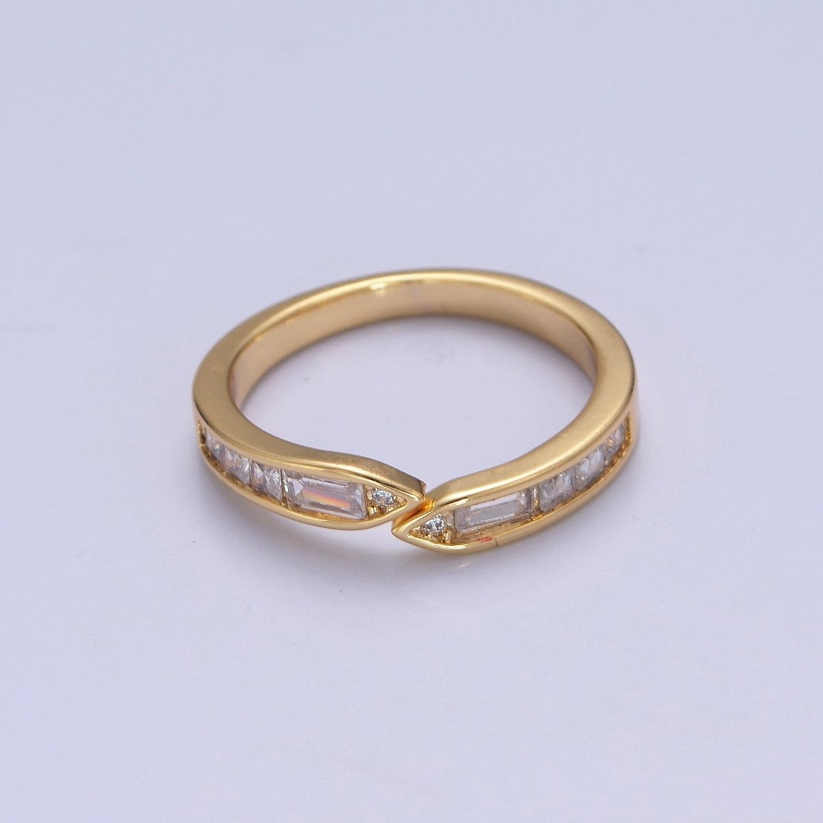 Minimalist Baguette Ring Open Adjustable Ring O-2193 - DLUXCA