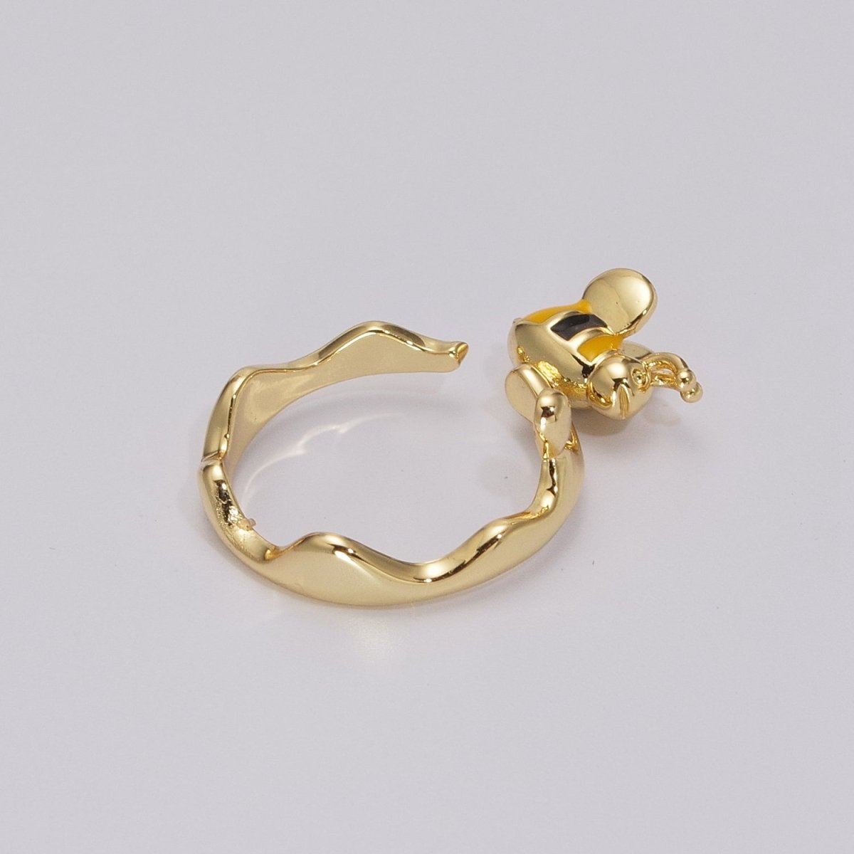 Minimalist Bee Ring, Gold Filled Ring for Women, Dainty Open Adjustable Ring, Simple Bumble Bee Jewelry Gift, Unique Statement Ring U-018 - DLUXCA