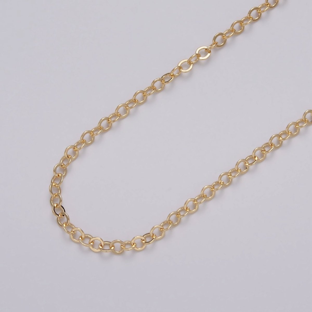 Minimalist Dainty 24K Gold Filled 3mm Round Rolo Unfinished Chain by Yard in Gold & Silver | ROLL-1046, ROLL-1087 Clearance Pricing - DLUXCA