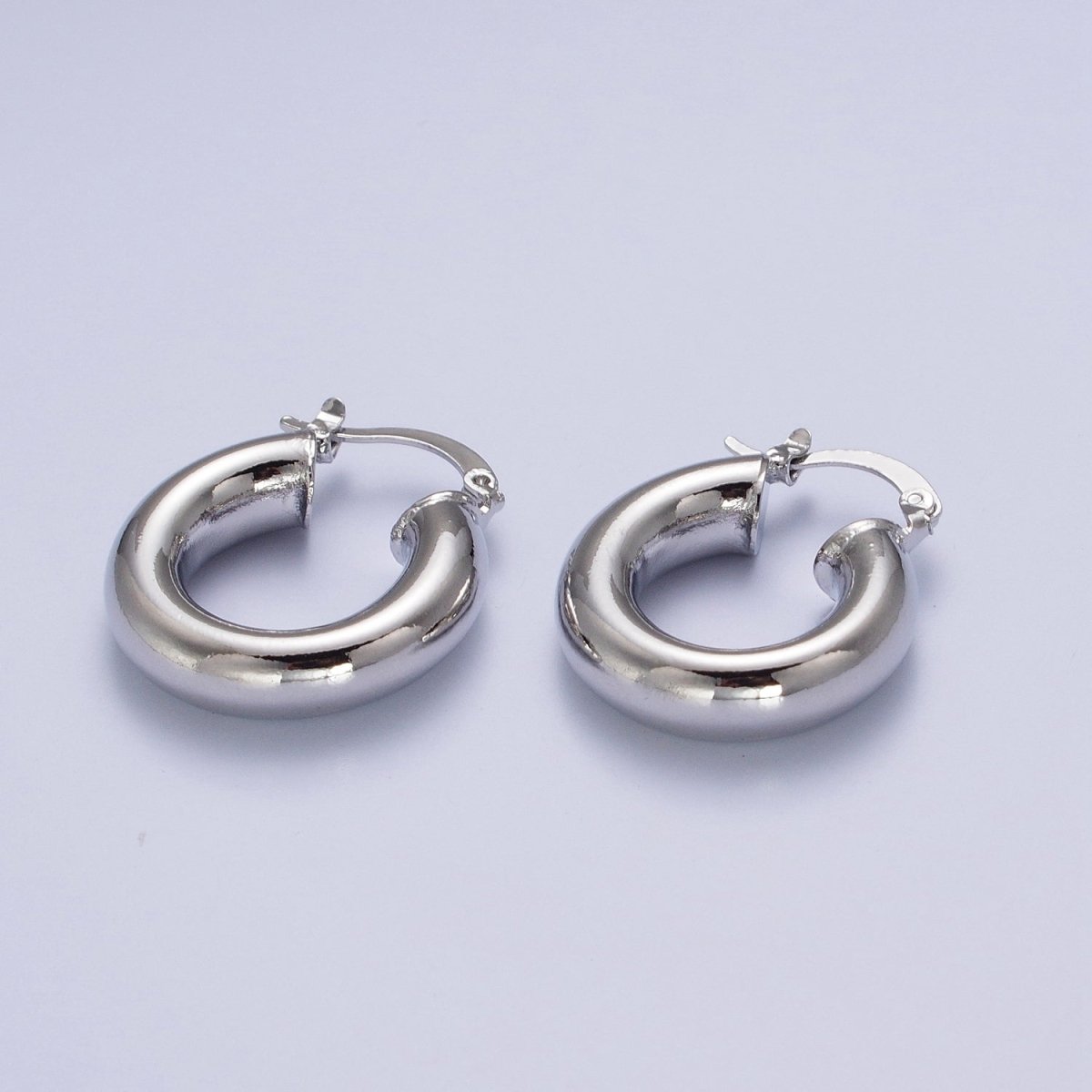 Minimalist Dome Tube Hoop Latch Earrings in Gold & Silver | Y-185 Y-186 - DLUXCA