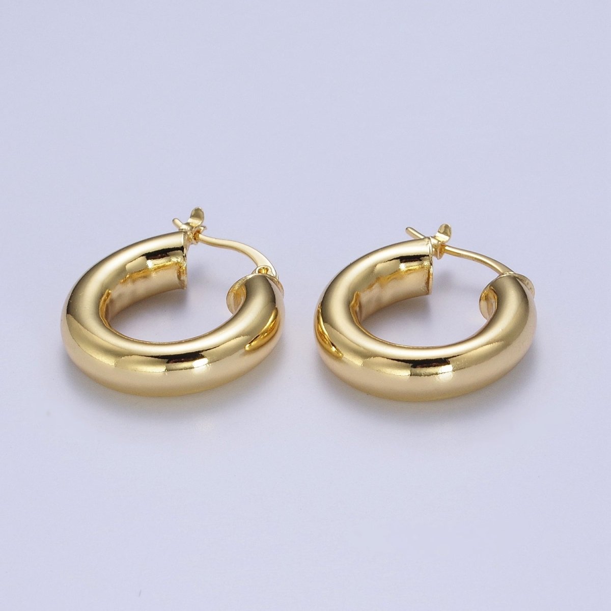 Minimalist Dome Tube Hoop Latch Earrings in Gold & Silver | Y-185 Y-186 - DLUXCA