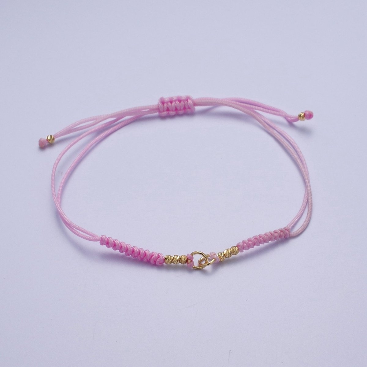 Minimalist Fabric Knot Pink/White Bracelet Making Supply Jewelry Component K-021 L-936 - DLUXCA