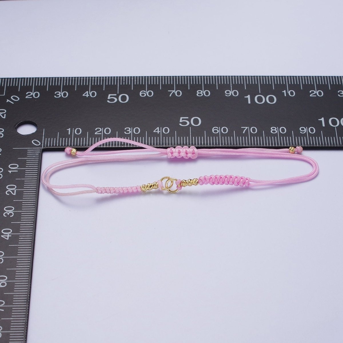 Minimalist Fabric Knot Pink/White Bracelet Making Supply Jewelry Component K-021 L-936 - DLUXCA