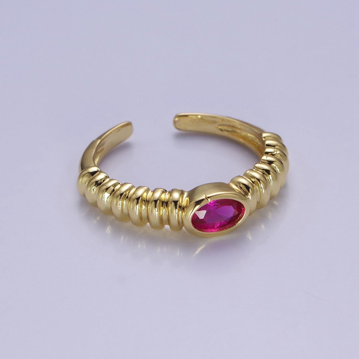 Minimalist Fuchsia Ring Open Adjustable Ring O-2188 - DLUXCA