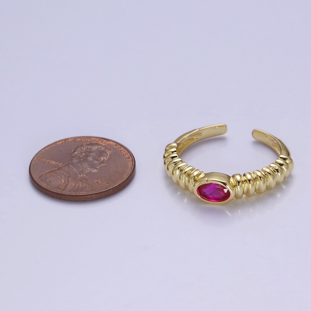 Minimalist Fuchsia Ring Open Adjustable Ring O-2188 - DLUXCA