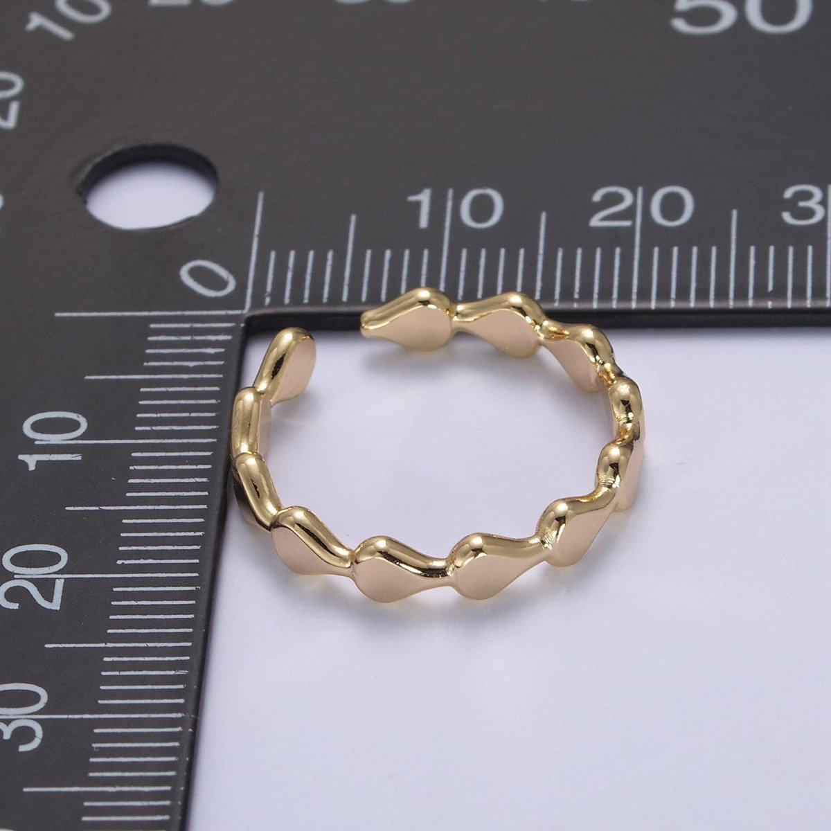 Minimalist Geometric Abstract Stacking Ring, 16K Gold Filled Oval Shaped Ring, Gold Statement Adjustable Ring U-430 Y-594 - DLUXCA