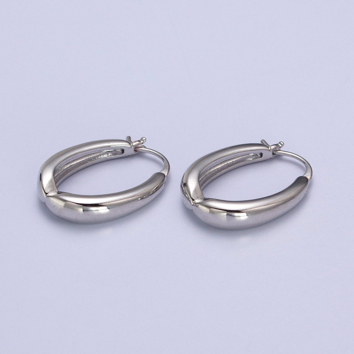 Minimalist Geometric Oblong French Lock Latch Earrings in Gold & Silver | AB079 AB080 - DLUXCA