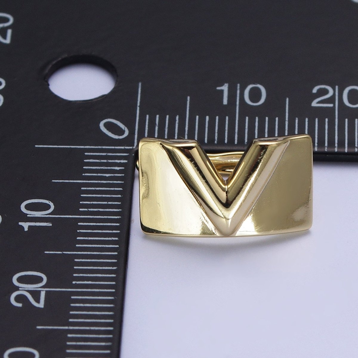 Minimalist Gold Filled V Arrow Wide Latch Lever Back Earrings T-137 - DLUXCA