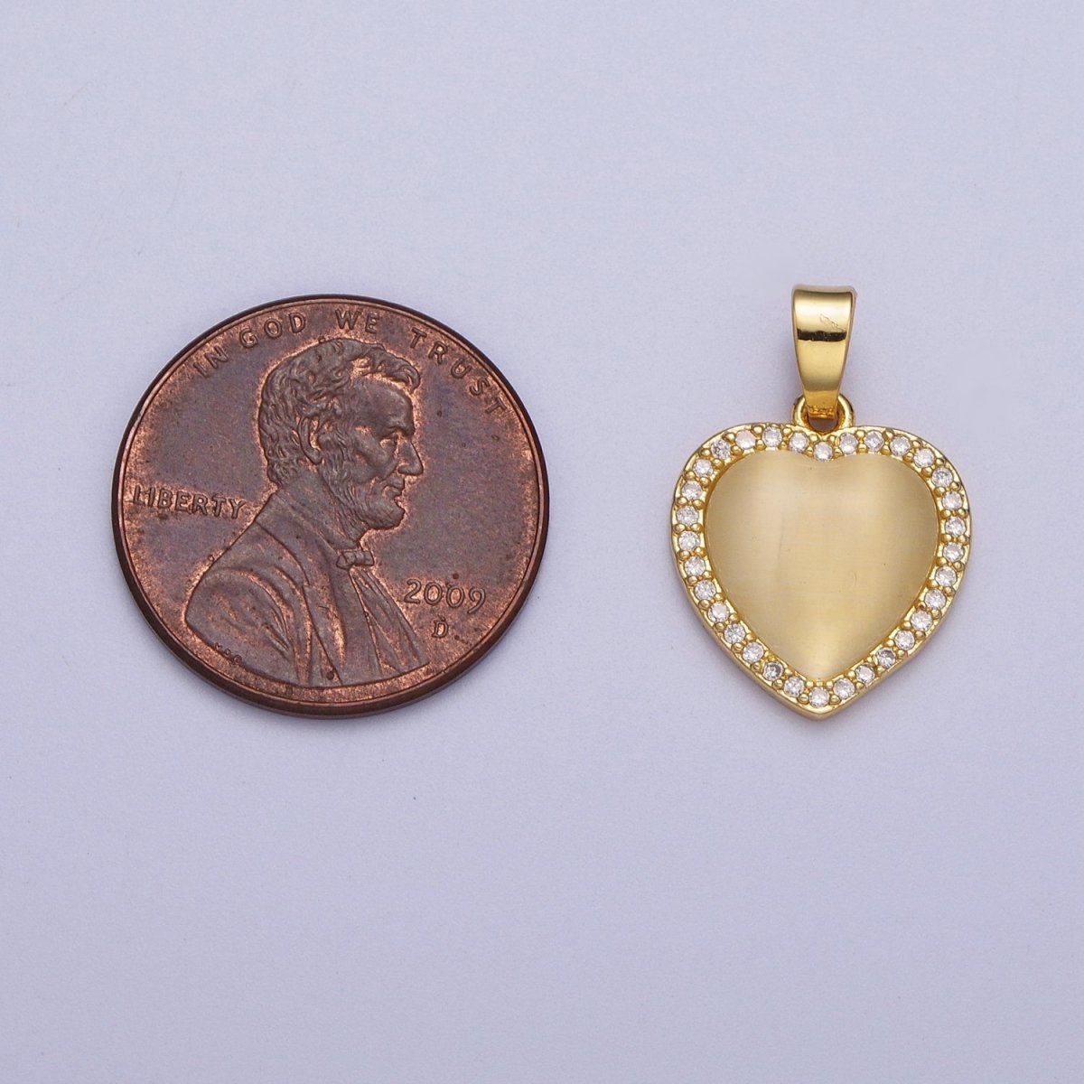 Minimalist Gold Heart Love Micro Paved Cubic Zirconia Valentine's Pendant For Jewelry Making | X-675 - DLUXCA