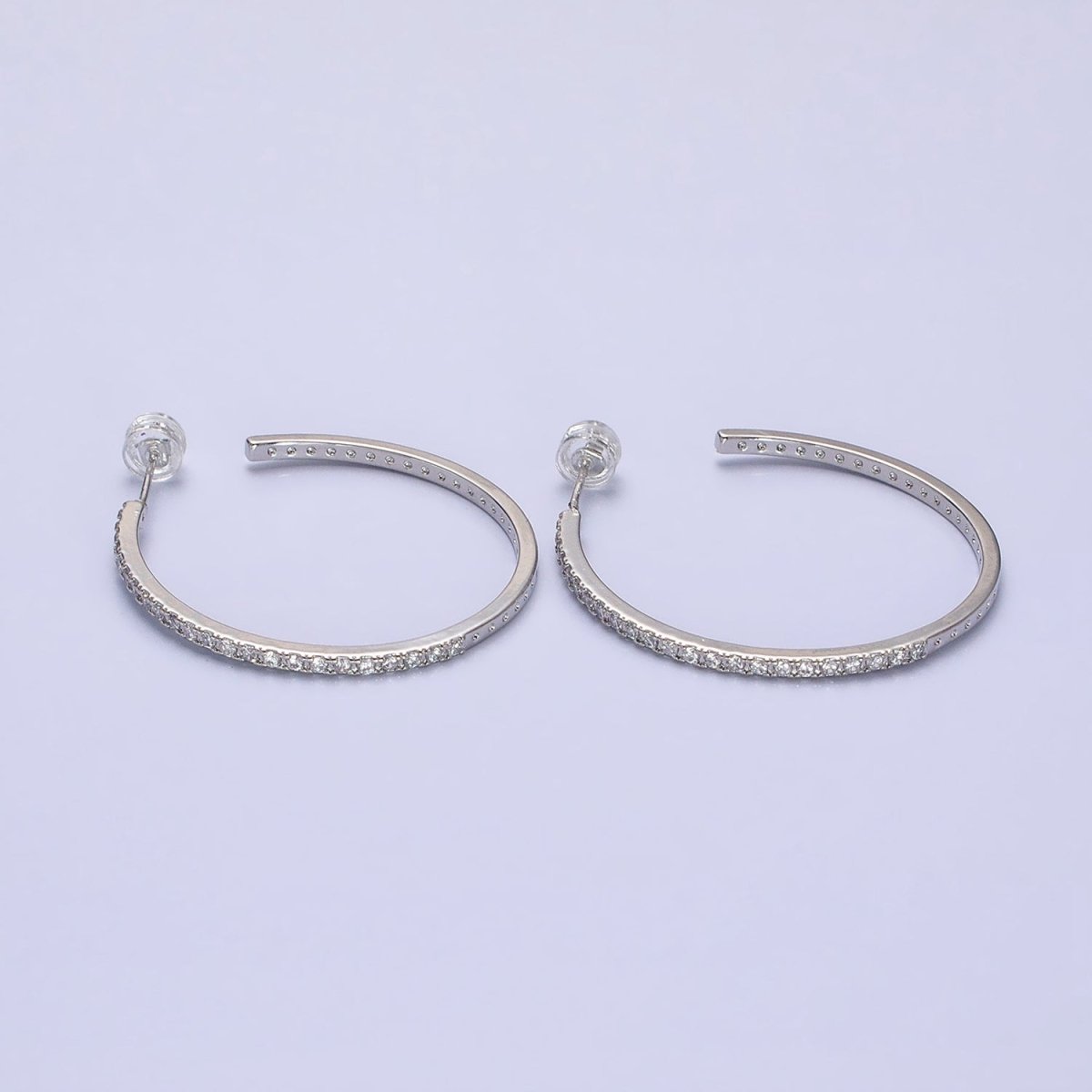 Minimalist Gold Hoop Earring with CZ Stone Simple Silver Hoop Earring for Everyday Use AB674 AB677 - DLUXCA