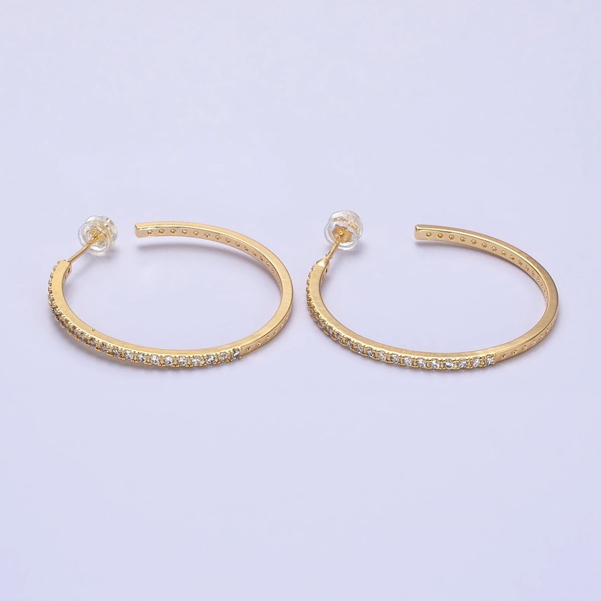 Minimalist Gold Hoop Earring with CZ Stone Simple Silver Hoop Earring for Everyday Use AB674 AB677 - DLUXCA