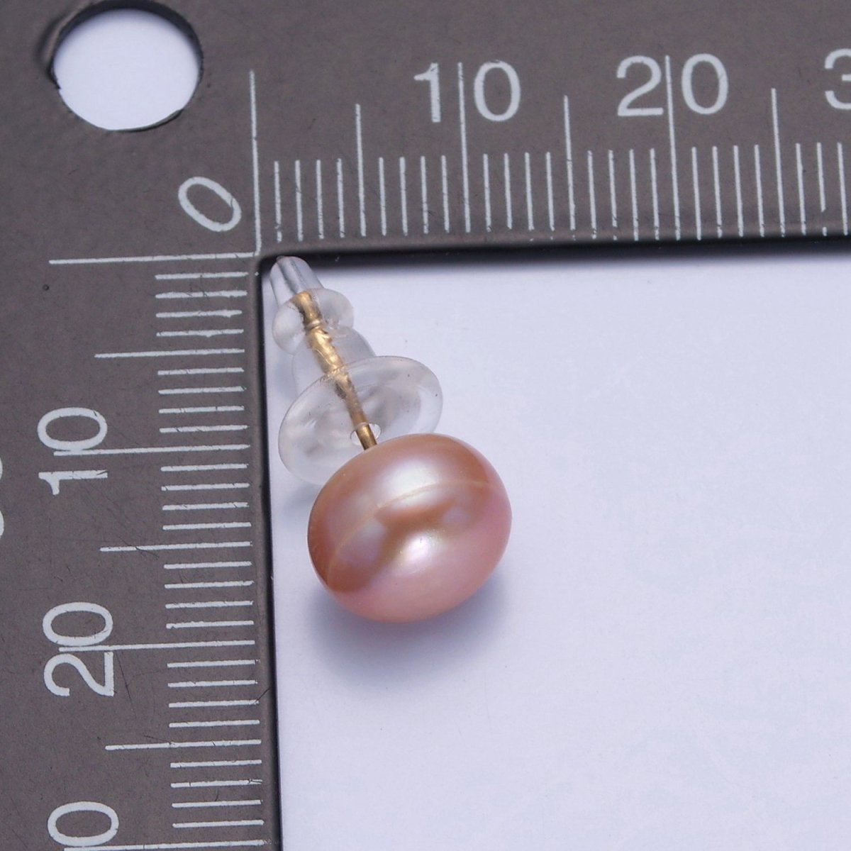 Minimalist Gold Pearl Studs Earrings | 9mm-9.5mm Round Black, White, Pink, Purple Pearl Stud | Bridal, Graduation, Streetwear Jewelry | T-367 T-368 T-369 T-370 - DLUXCA