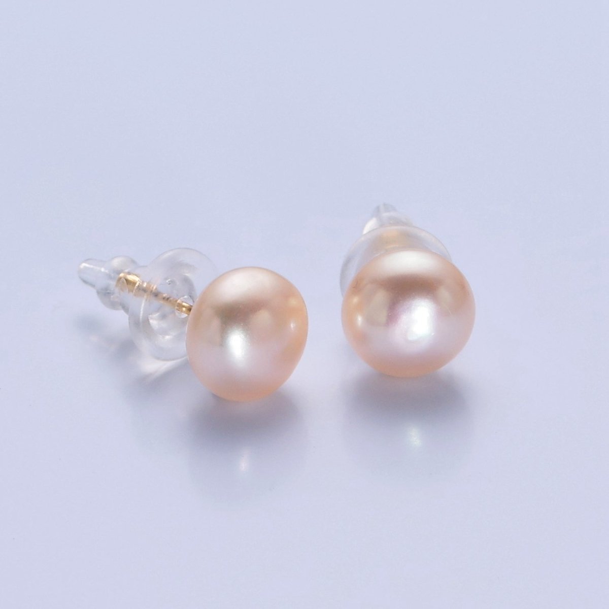 Minimalist Gold Pearl Studs Earrings | 9mm-9.5mm Round Black, White, Pink, Purple Pearl Stud | Bridal, Graduation, Streetwear Jewelry | T-367 T-368 T-369 T-370 - DLUXCA