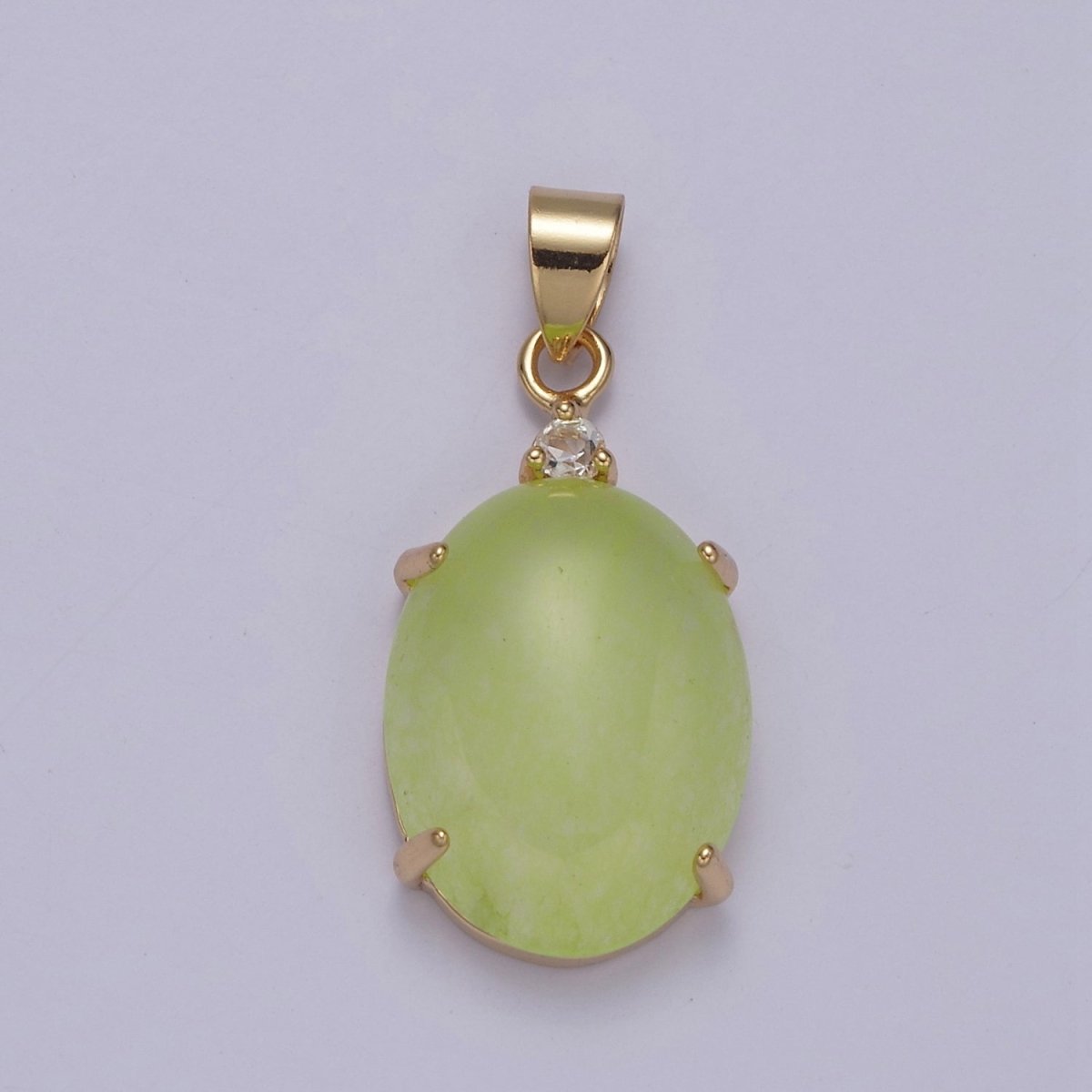 Minimalist Green Oval Lucky jade pendant Charm for Necklace W-643 W-644 - DLUXCA