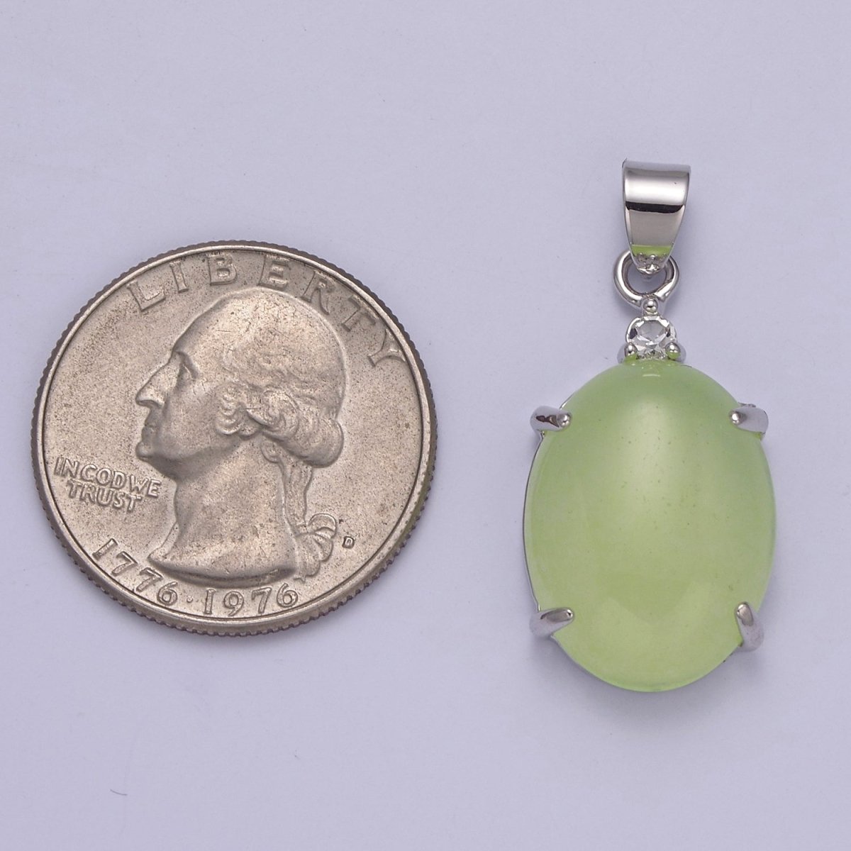 Minimalist Green Oval Lucky jade pendant Charm for Necklace W-643 W-644 - DLUXCA