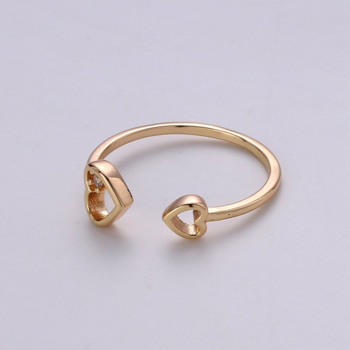 Minimalist Heart Ring, Dainty Gold Ring, Stacking Ring, Heart Ring, Open Heart Ring, Heart Rings, Artsy Heart Ring, Gift for her woman R-058 - DLUXCA