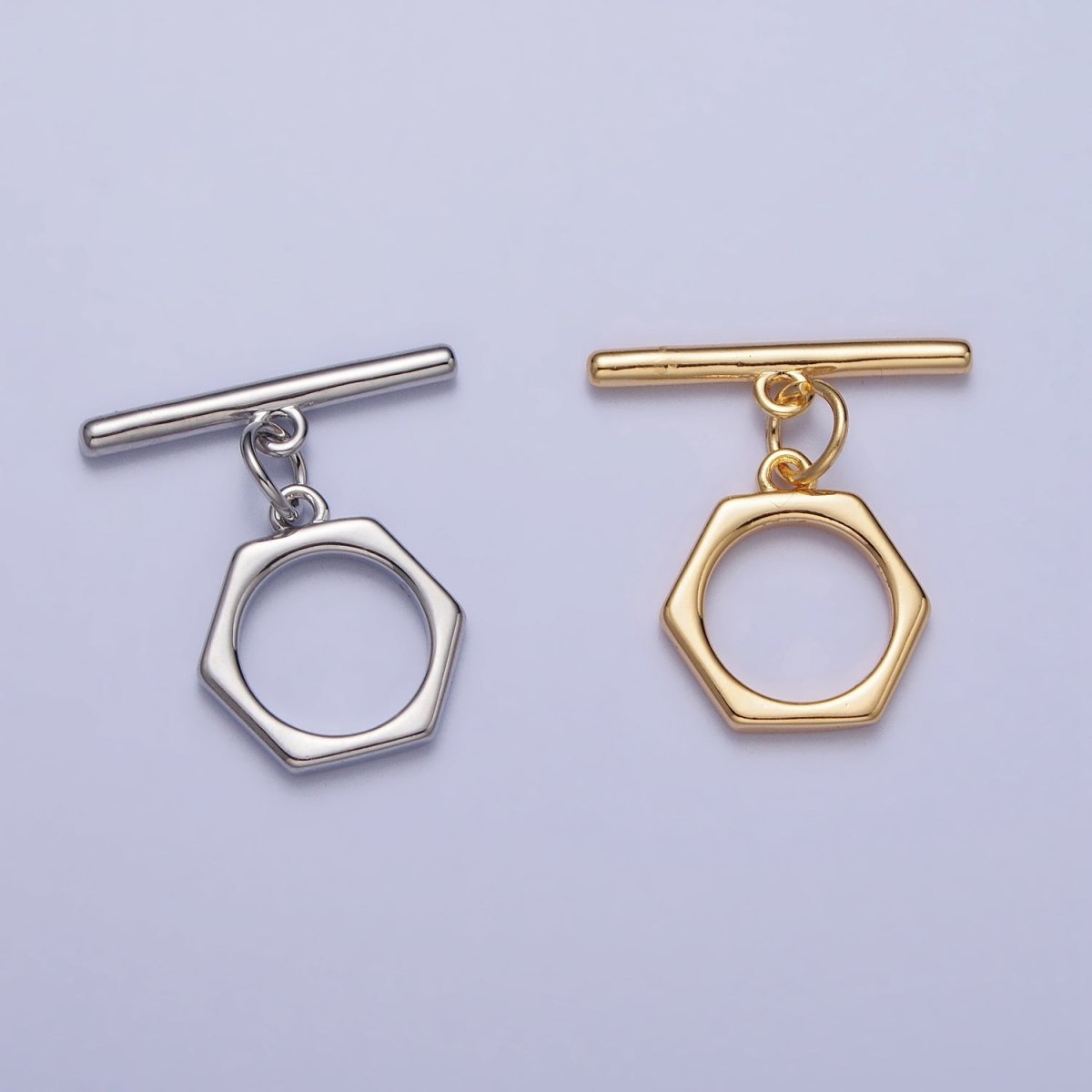 Minimalist Hexagonal Toggle Clasps Jewelry Closure Supply in Gold & Silver | Z-103 Z-104 - DLUXCA