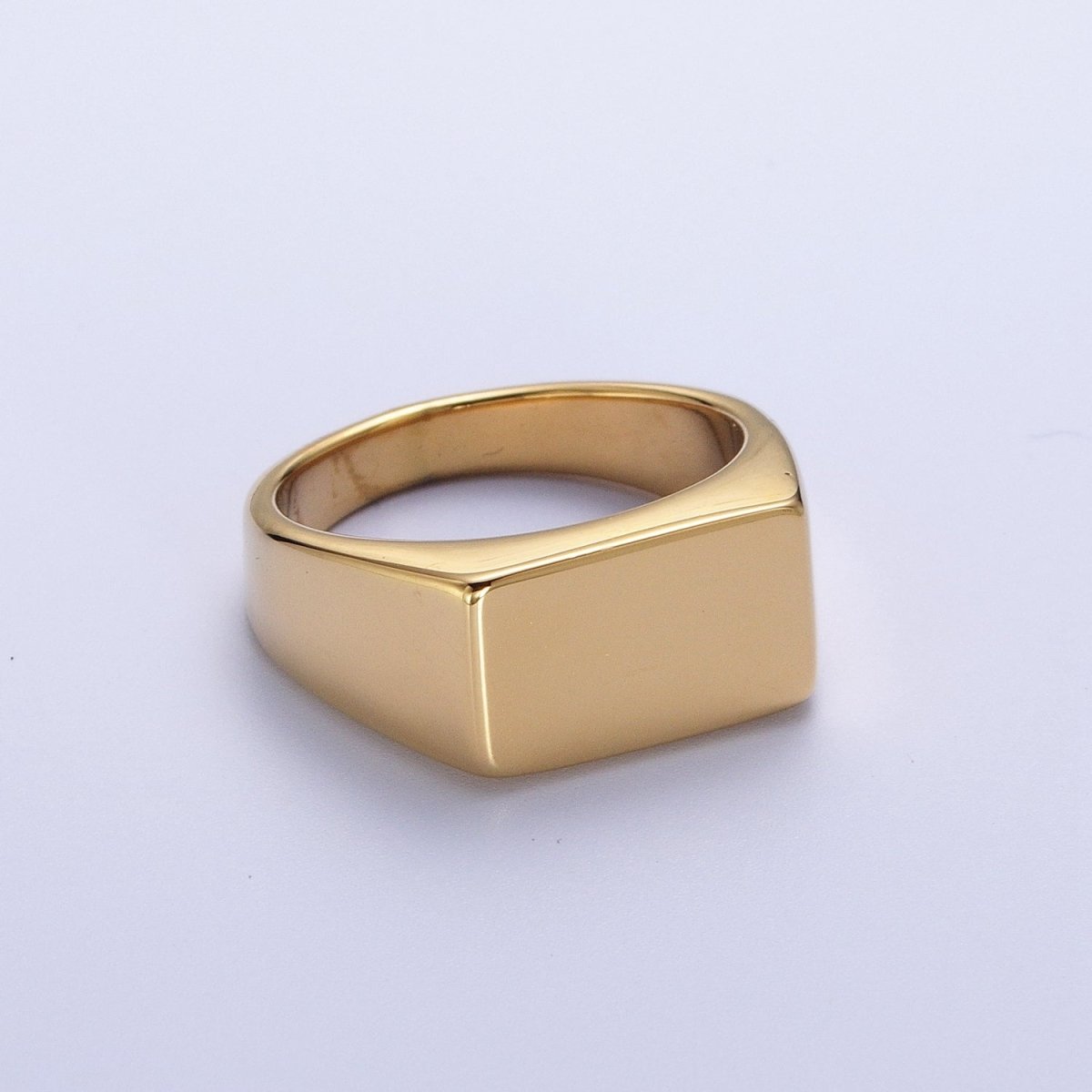 Minimalist Rectangular Signet Stainless Steel Ring in Gold & Silver | O-2009~ O-2012 - DLUXCA