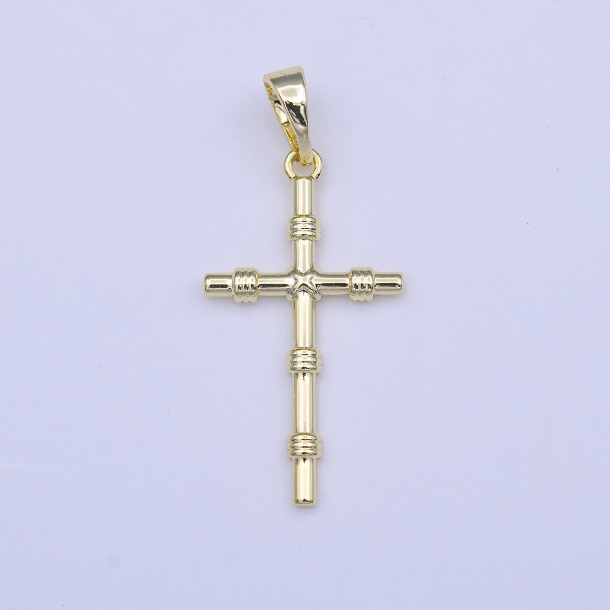 Minimalist Religious Cross Rope Tied Textured Pendant H-179 - DLUXCA