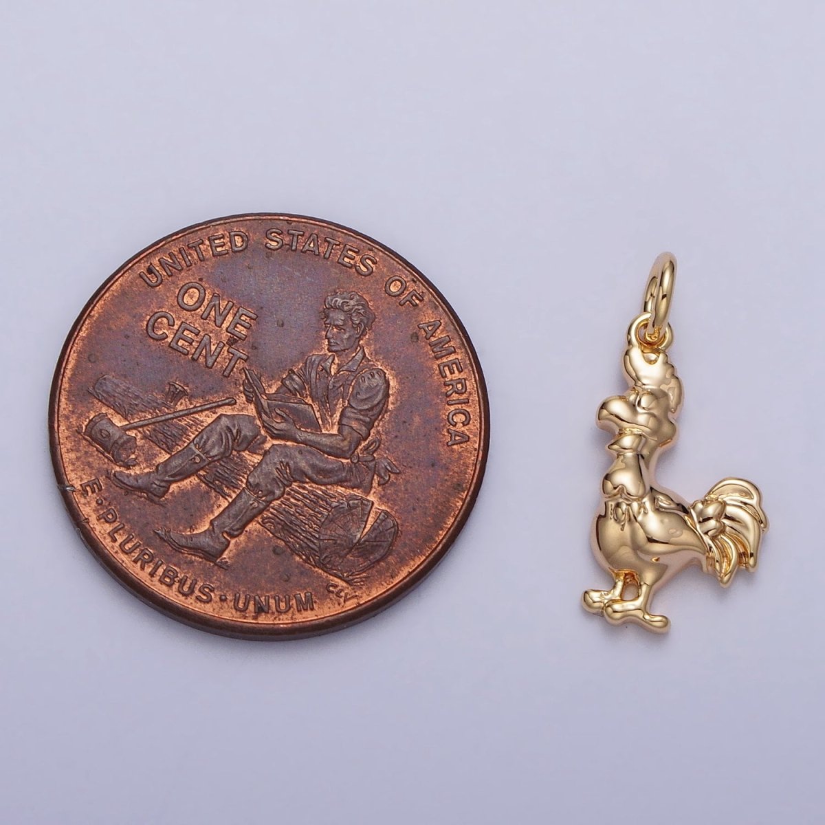 Minimalist Rooster Chicken Animal Charm in Gold & Silver | AC235 AC236 - DLUXCA