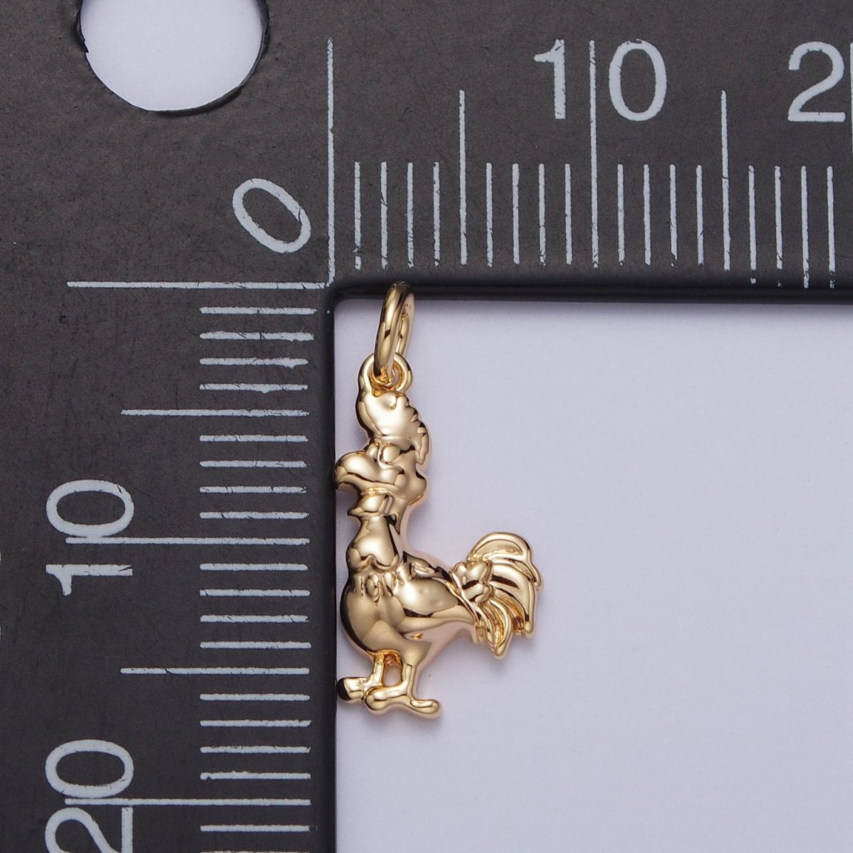 Minimalist Rooster Chicken Animal Charm in Gold & Silver | AC235 AC236 - DLUXCA