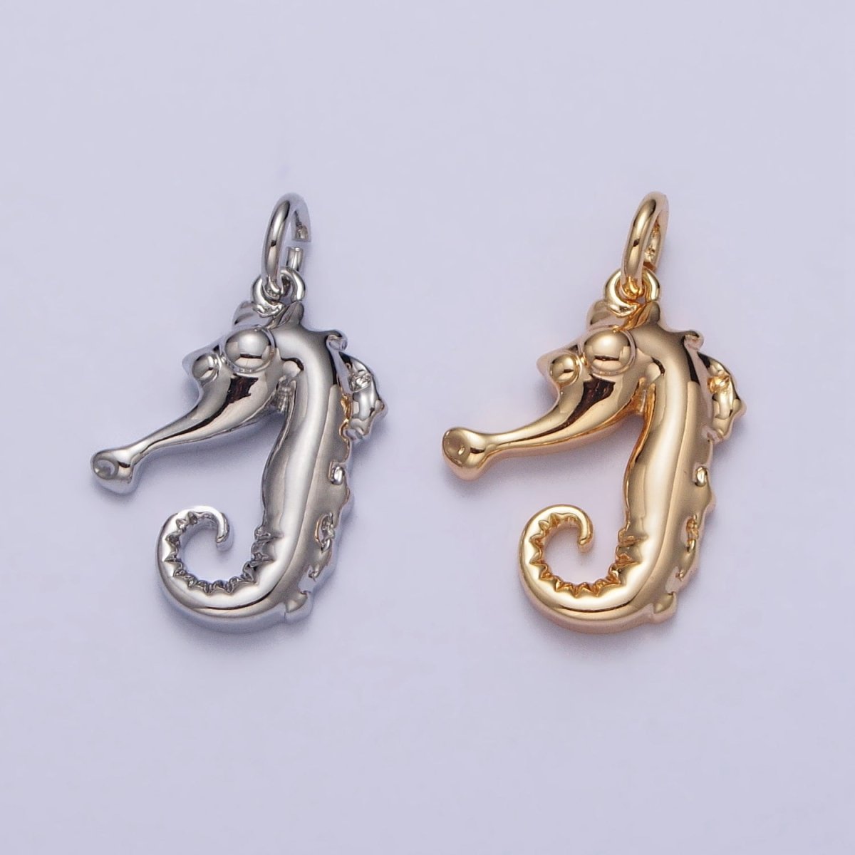 Minimalist Seahorse Ocean Wildlife Charm in Gold & Silver | AC187 AC188 - DLUXCA