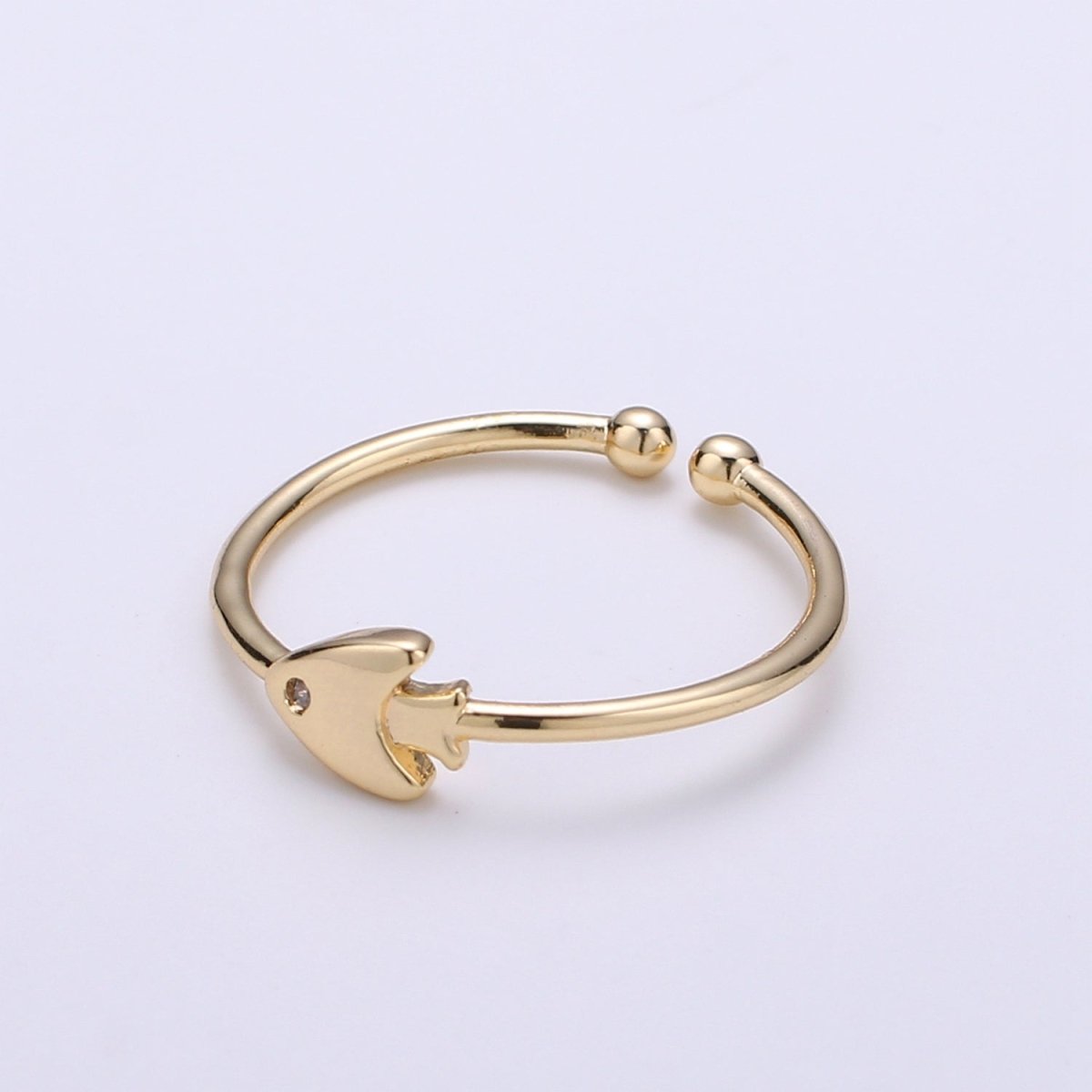 Minimalist Spade Ring, Dainty Gold Ring, Stacking Ring, Ace of Spade Ring, Open Ring, CZ Rings, Artsy Gamble Ring, Gift for her woman R-227 - DLUXCA