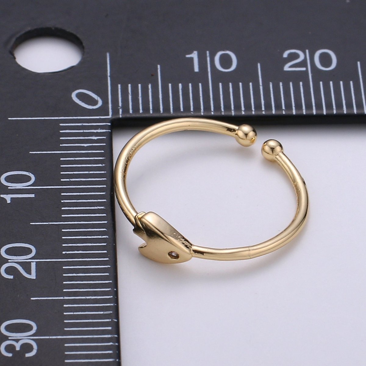 Minimalist Spade Ring, Dainty Gold Ring, Stacking Ring, Ace of Spade Ring, Open Ring, CZ Rings, Artsy Gamble Ring, Gift for her woman R-227 - DLUXCA