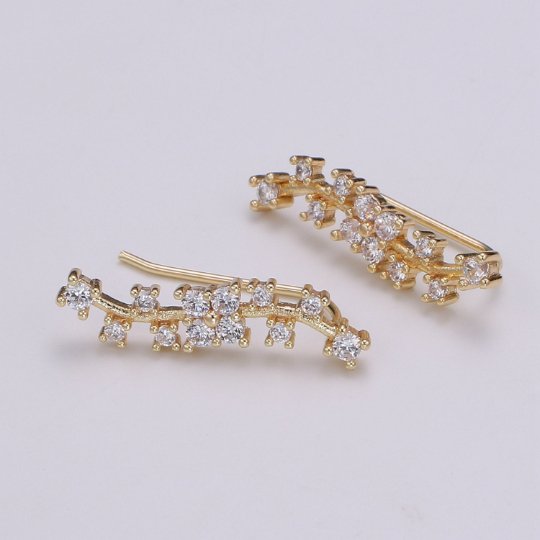 Minimalist Spring Bloom Ear Crawlers | Flower Ear Climbers | Bridesmaid Gift | Girlfriend Gift| Personalized Gift | Mother Day Gift P-007 - DLUXCA