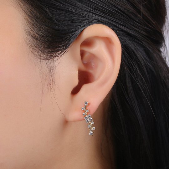 Minimalist Spring Bloom Ear Crawlers | Flower Ear Climbers | Bridesmaid Gift | Girlfriend Gift| Personalized Gift | Mother Day Gift P-007 - DLUXCA