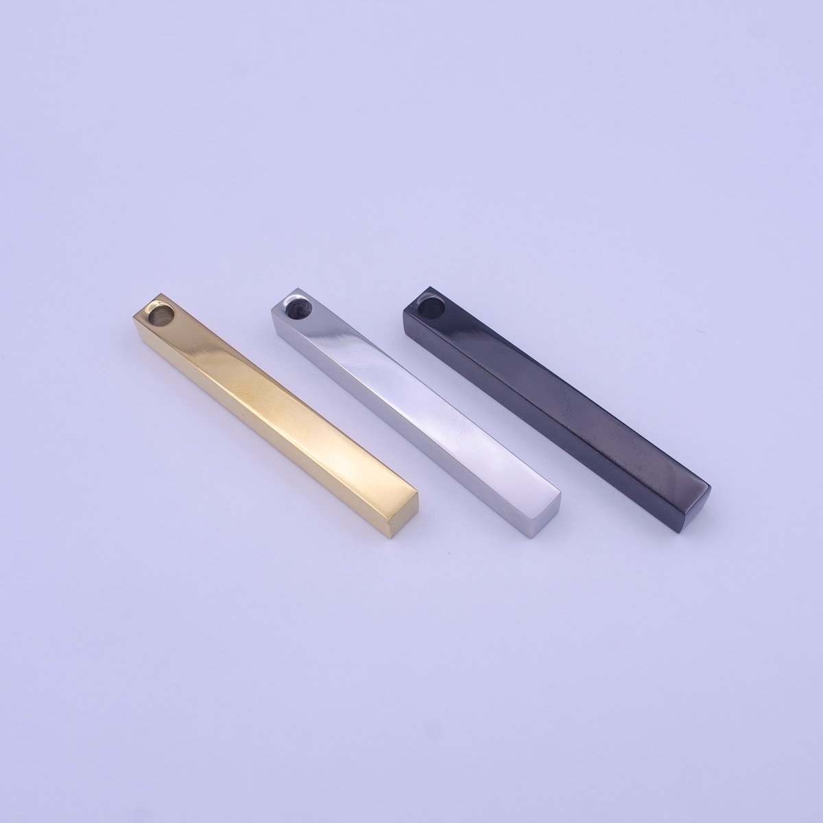 Minimalist Stainless Steel 50mm Tag Bar Pendant in Silver, Black, Gold J-017 J-048 X-669 - DLUXCA