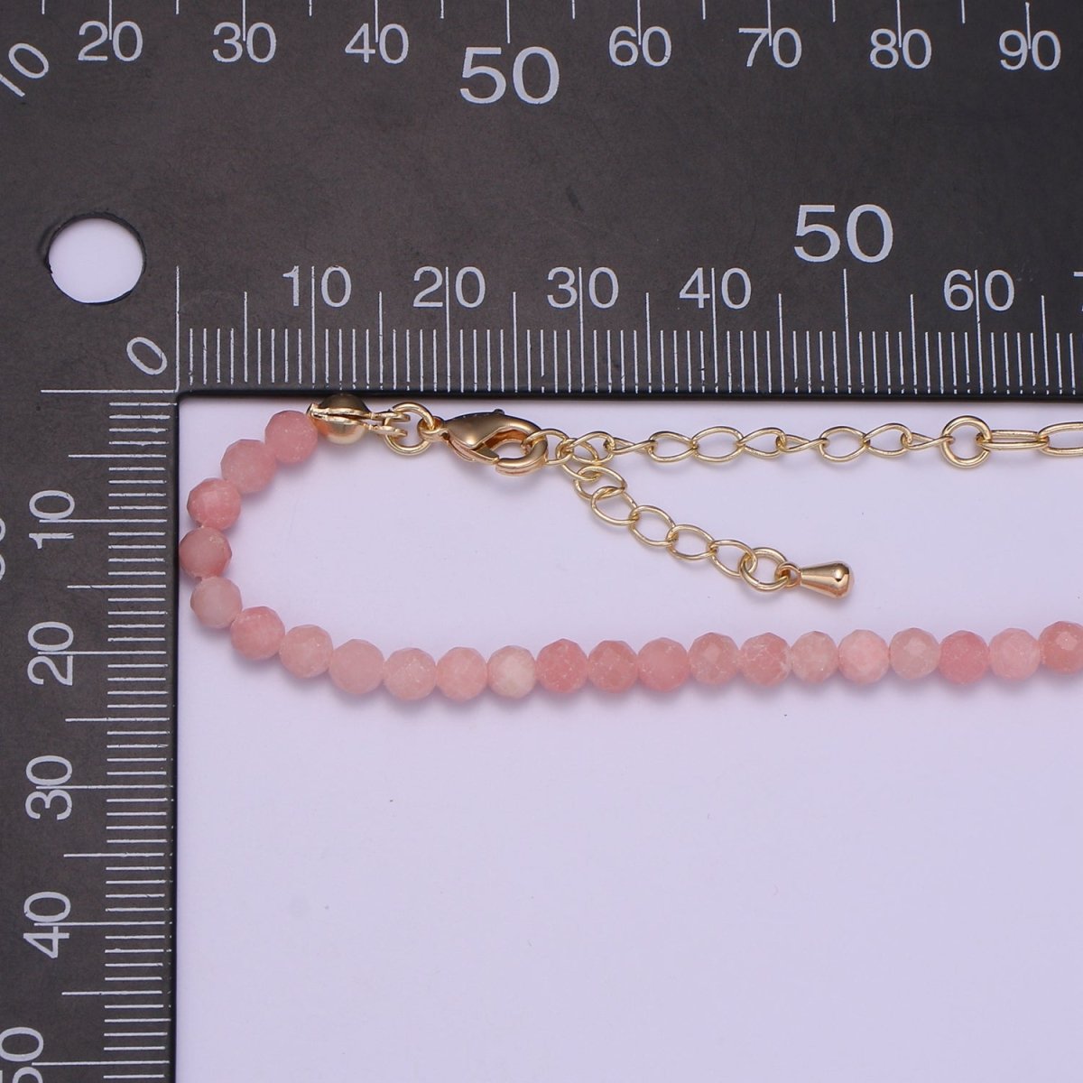 Mixed Chain Necklace, Fused Rose Quartz Beads necklace w/ 14k Gold Filled Necklace, Cable Link Chain Necklace Ready To Wear Necklace - DLUXCA