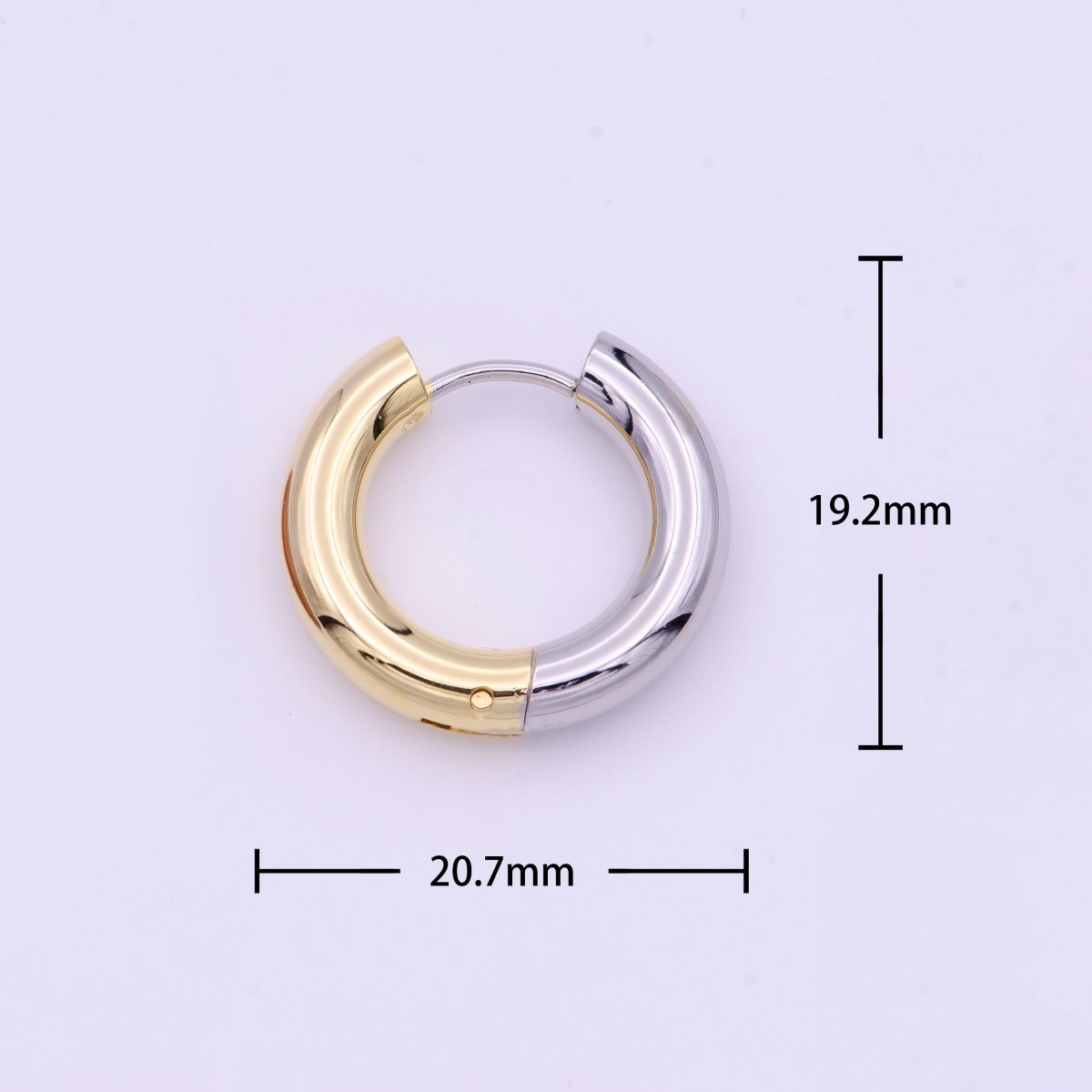 Mixed Metal Silver & Gold 20mm Huggie Hoops Earrings | Y-168 - DLUXCA