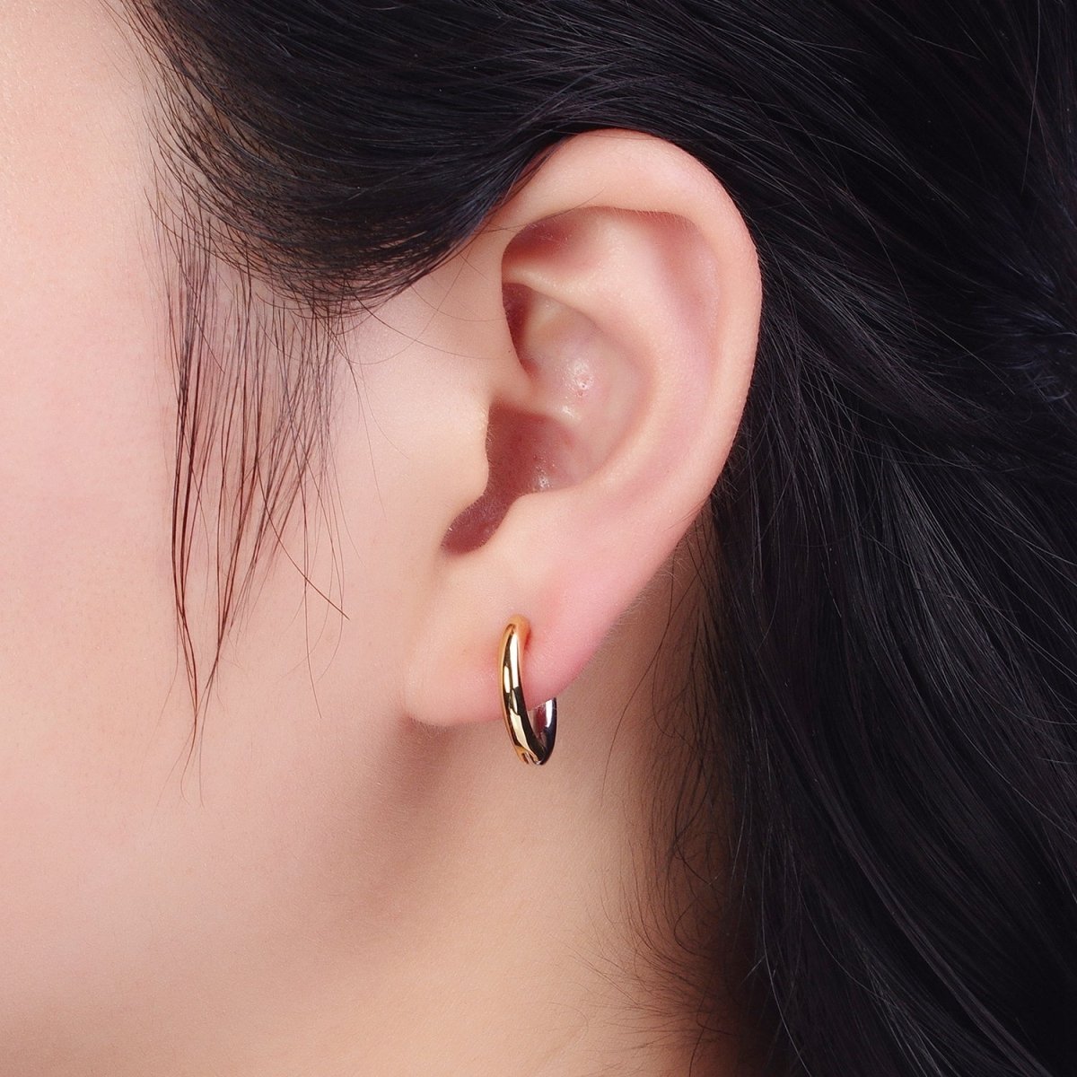 Mixed Metal Silver & Gold Huggie Hoops Statement Earrings Two Tone Color | X-857 X-880 - DLUXCA