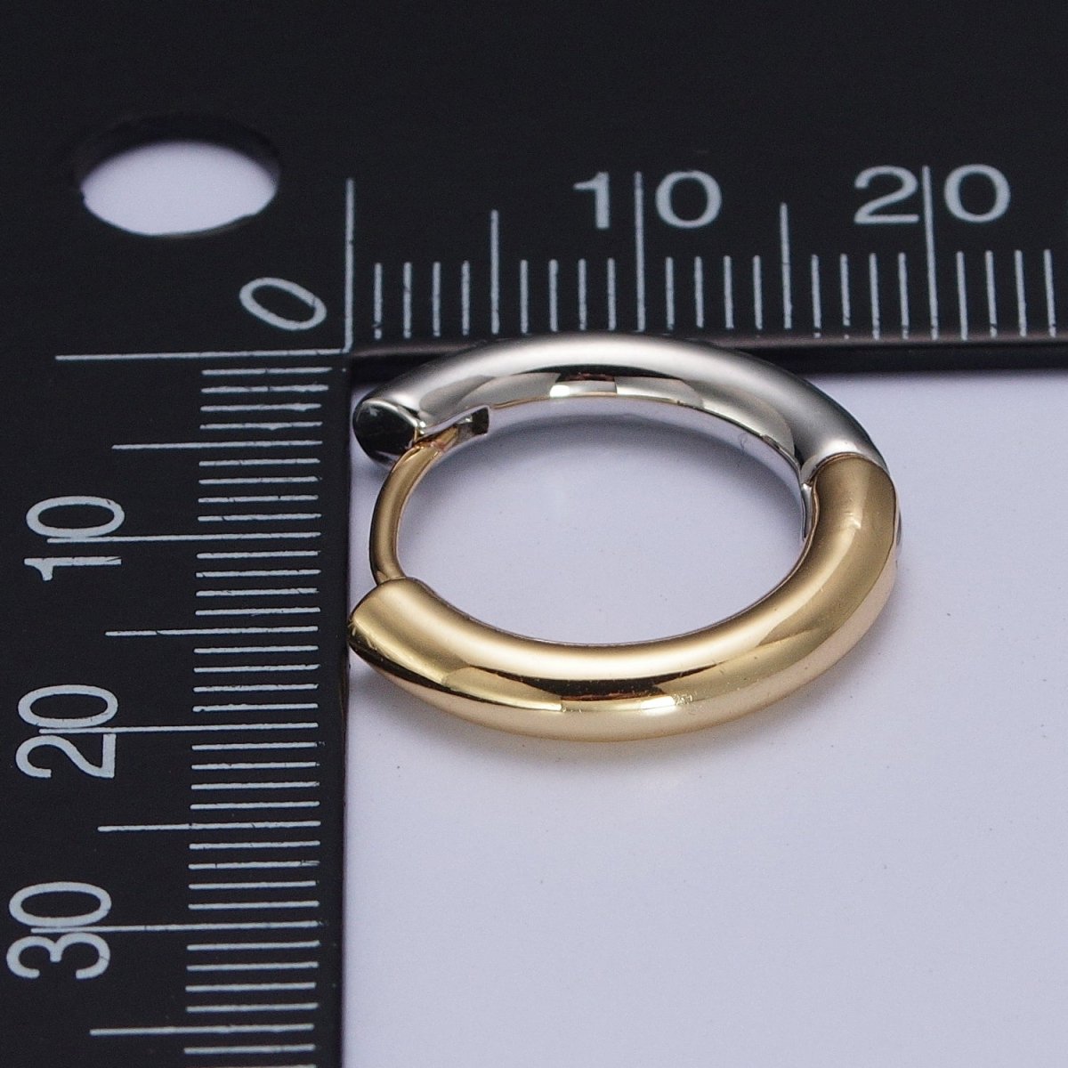 Mixed Metal Silver & Gold Huggie Hoops Statement Earrings Two Tone Color | X-857 X-880 - DLUXCA