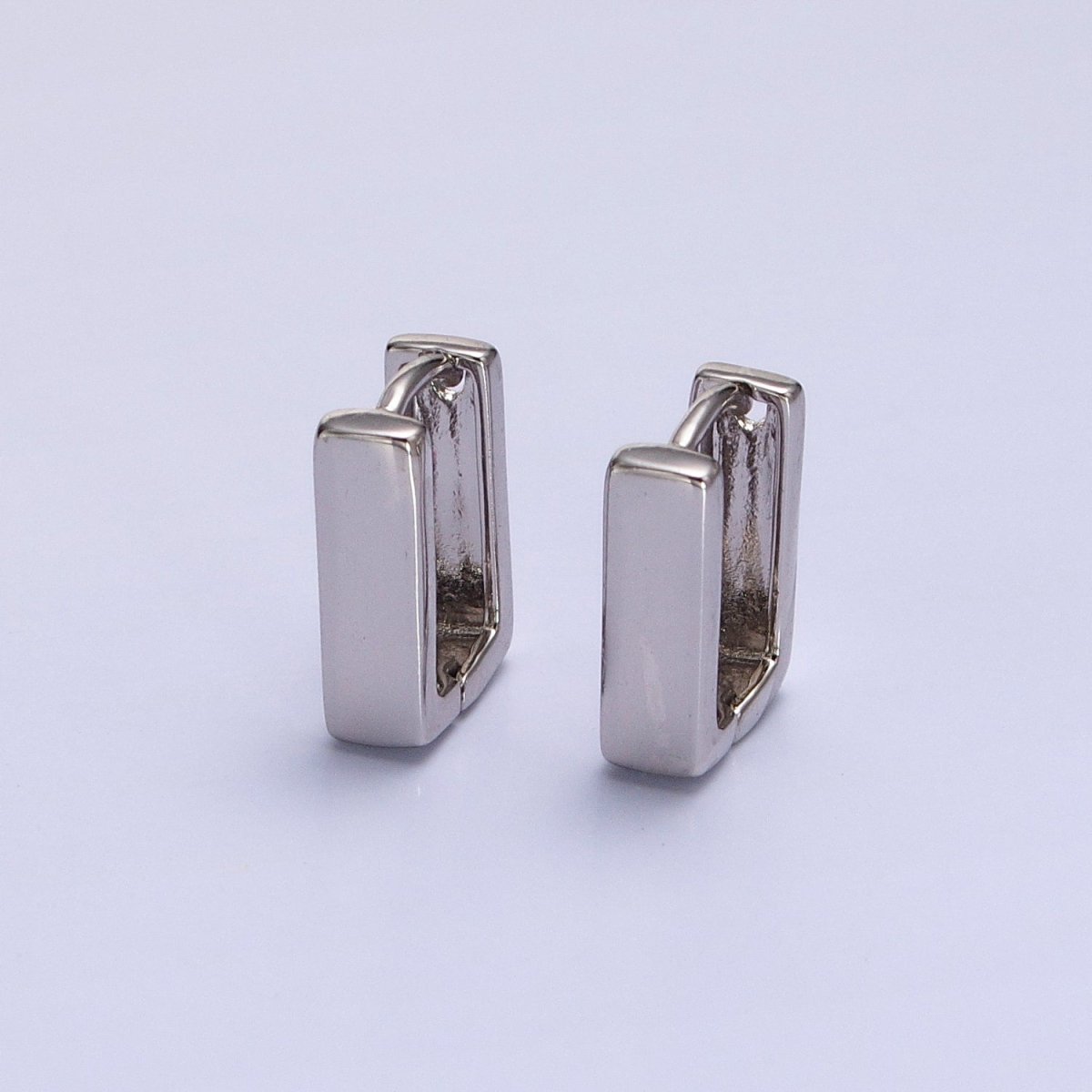 Modern Geometric Square Hoop Earrings in Gold, Silver Geometric Jewelry Rectangle Huggie Earring AB-305 AD-798 - DLUXCA