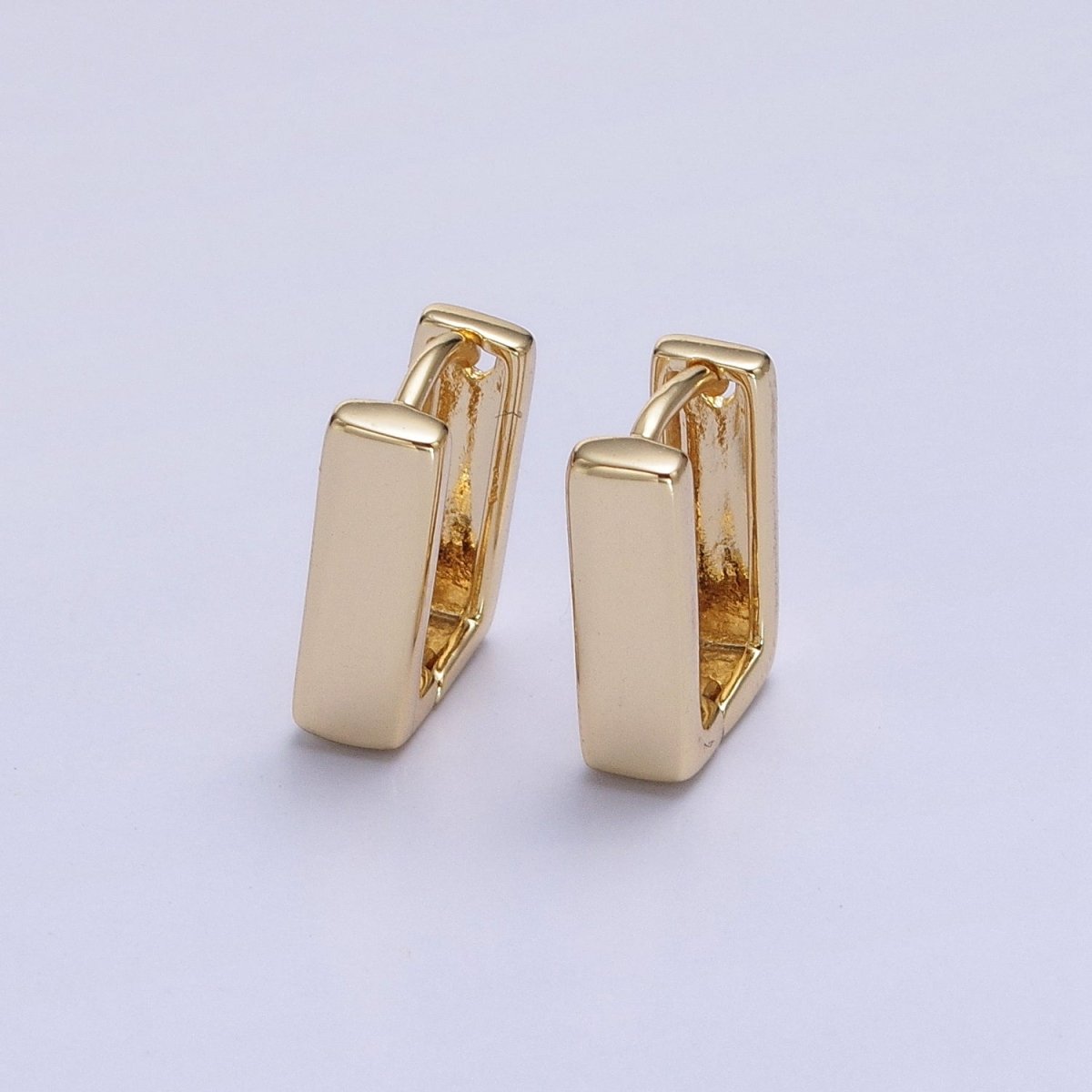 Modern Geometric Square Hoop Earrings in Gold, Silver Geometric Jewelry Rectangle Huggie Earring AB-305 AD-798 - DLUXCA